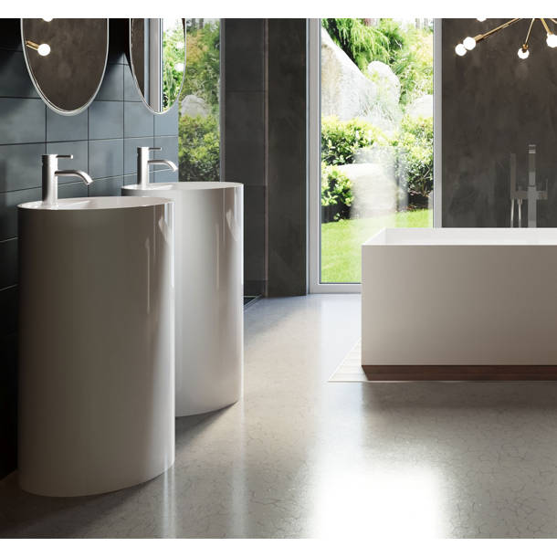 Badeloft 32.6'' Tall Stone Resin Circular Pedestal Bathroom Sink Wayfair